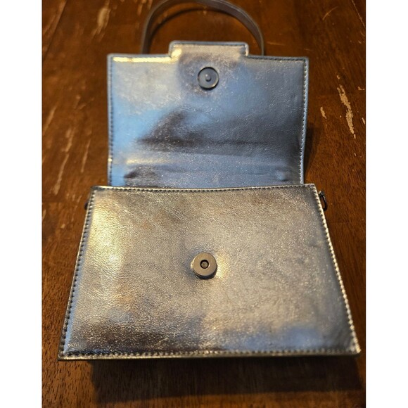 Crossbody Bag Purse Silver Shiny Rhinstone Logo Adjustable Strap Multi Pocket - Picture 4 of 11